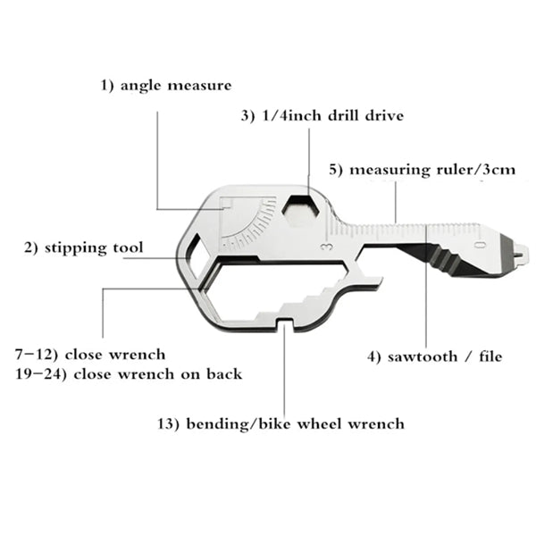 24 In 1 Key Shaped Multitool