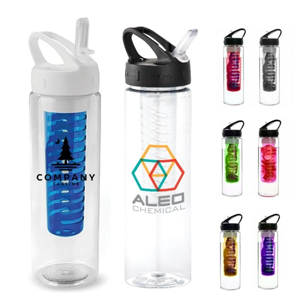 Tritan Fruit Infuser Bottle With Flip Up Lid