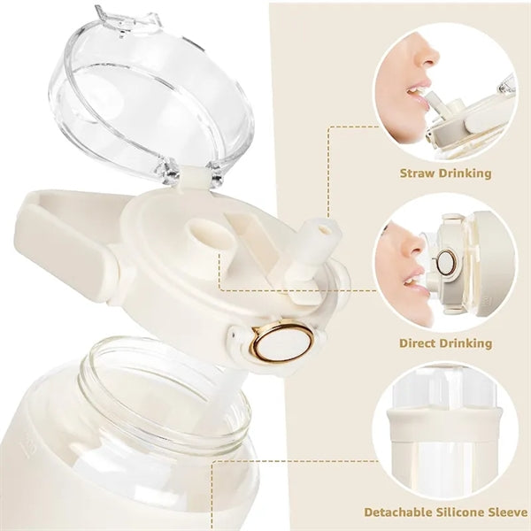 64oz Glass Water Bottle with Straw