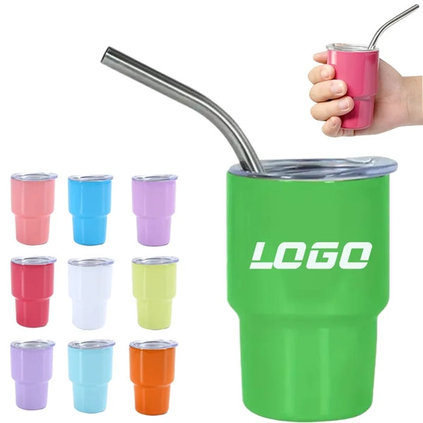 2 Oz Stainless Steel Cup With Lid And Straw