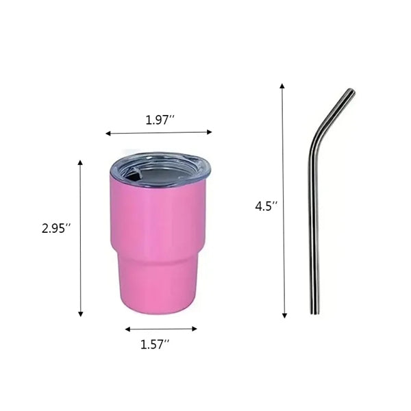 2 Oz Stainless Steel Cup With Lid And Straw