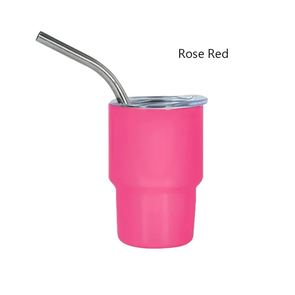 2 Oz Stainless Steel Cup With Lid And Straw