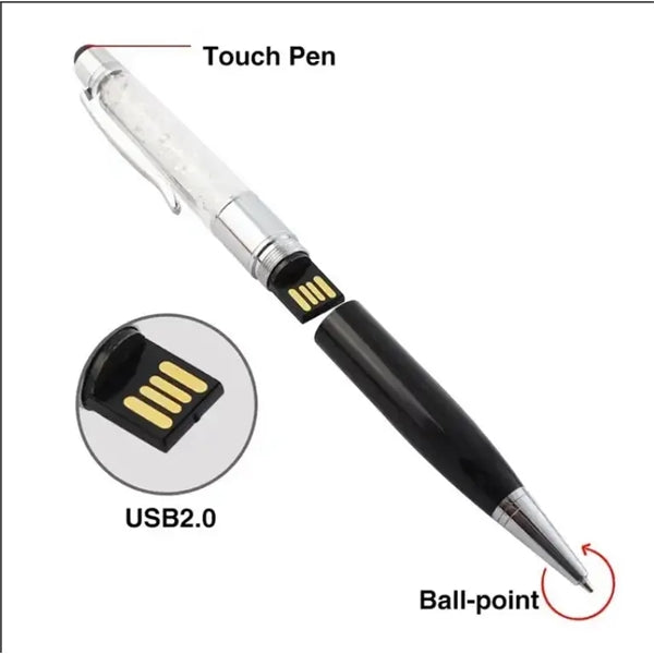 3 In 1 Crystal Ballpoint Pen USB Drive And Stylus-1Gb
