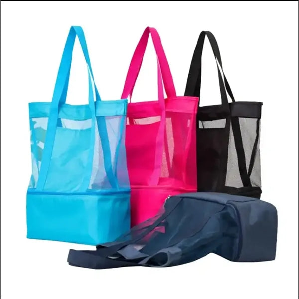 2 Layers Cooler Mesh Beach Shopping Tote Bag