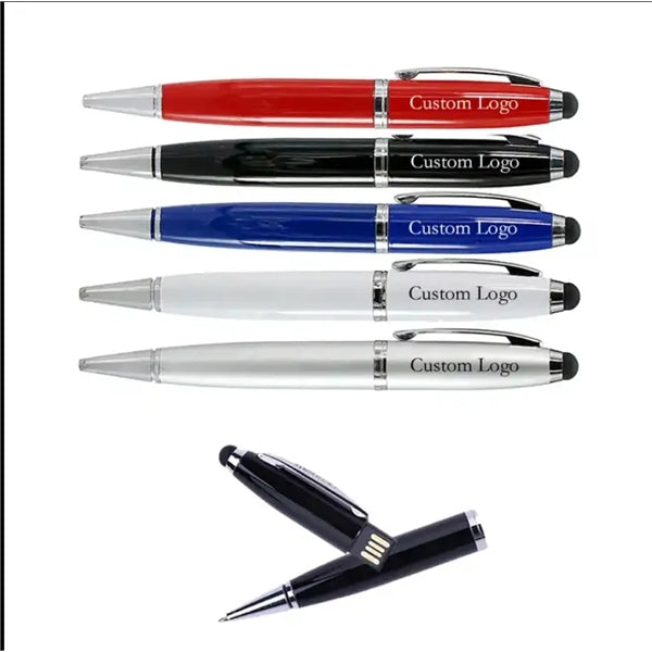 3 In 1 Crystal Ballpoint Pen USB Drive And Stylus-1Gb