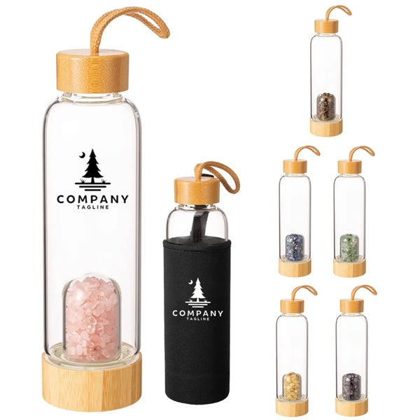 Quartz Crystal Glass Water Bottle