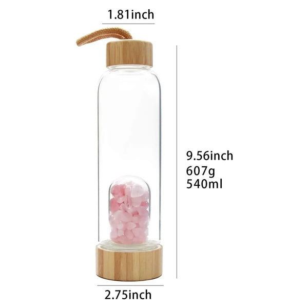 Quartz Crystal Glass Water Bottle