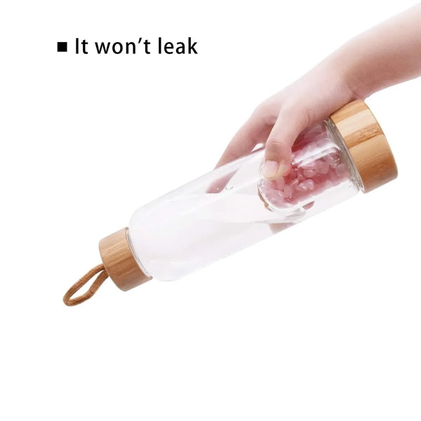Quartz Crystal Glass Water Bottle