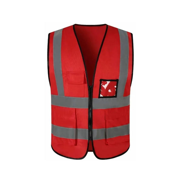Safety Reflective Vest with Pockets and Zipper