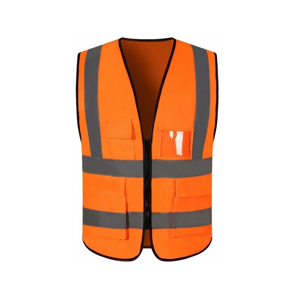 Safety Reflective Vest with Pockets and Zipper