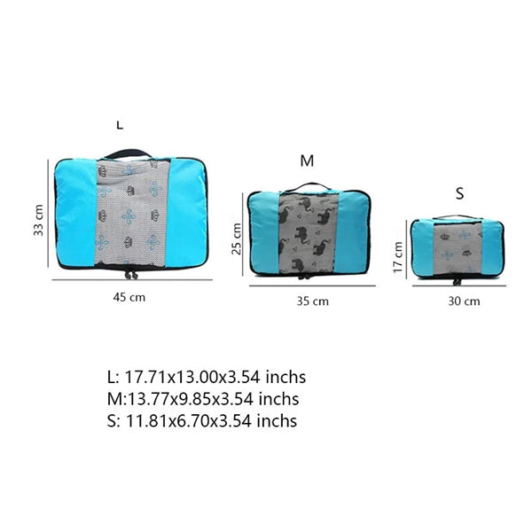 3pcs Nylon Packing Cubes Set Suitcase Luggage Organizer