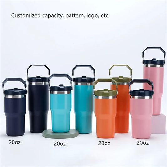 20oz Car Travel Mug Straw Double-Walled 304 Stainless Steel