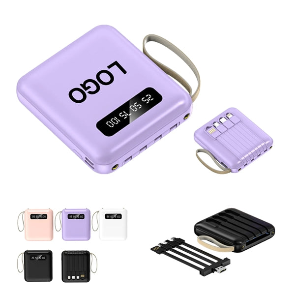 10000mAh Power Bank With Built-In Cables