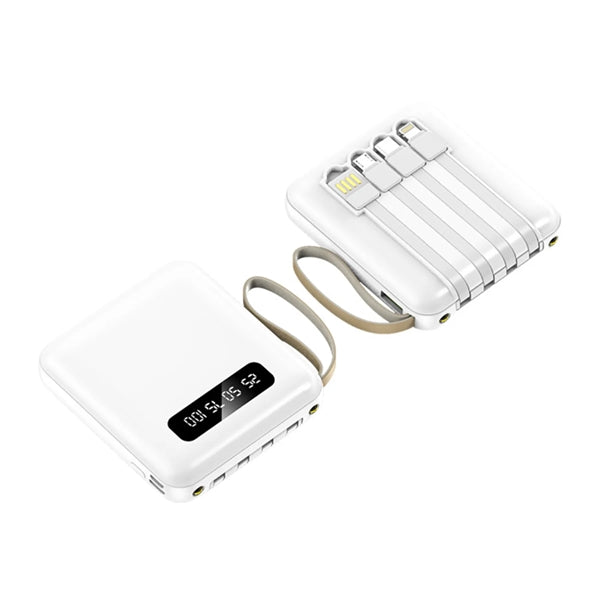 10000mAh Power Bank With Built-In Cables