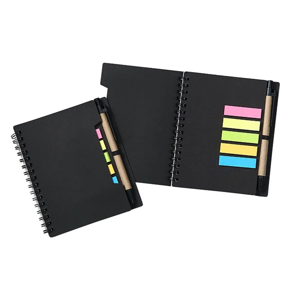 Portable Spiral Notebook with Sticky Notes and Pen