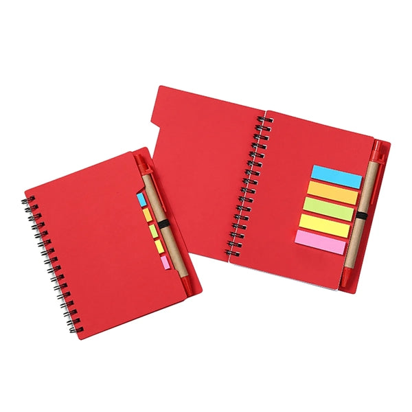 Portable Spiral Notebook with Sticky Notes and Pen