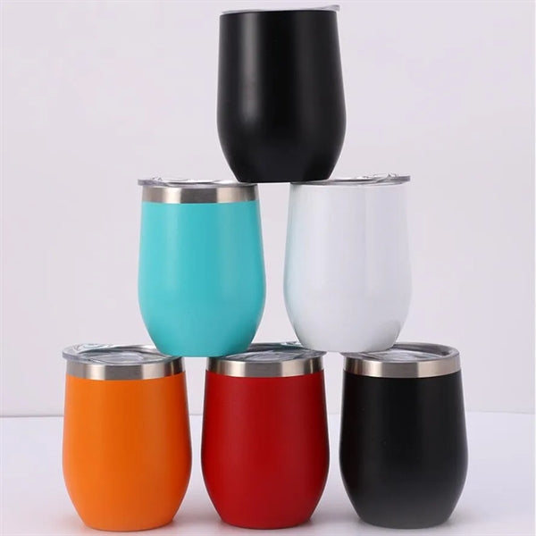 12oz Insulated Stainless Steel Travel Wine Tumbler with Lid