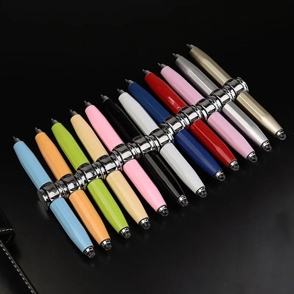 Light-emitting decompression fidget spinner pen