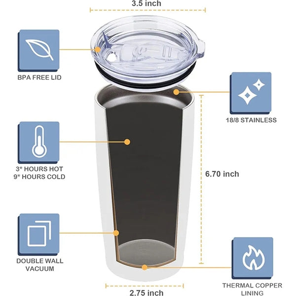 20oz Stainless Steel Double Wall Vacuum Tumbler