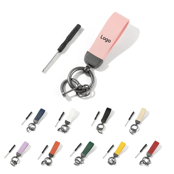PU Leather Zinc Alloy Keychain With Screwdriver