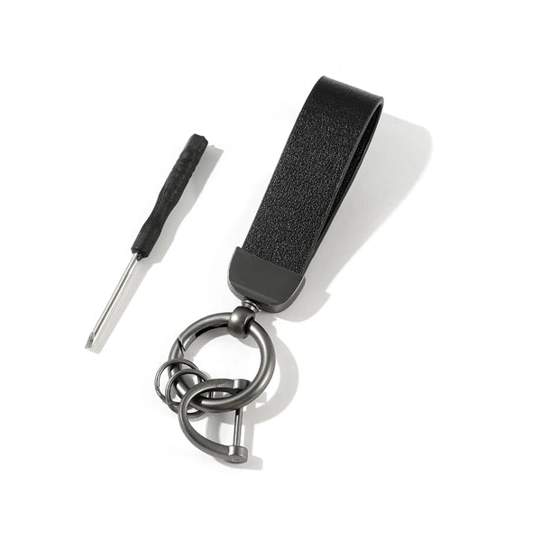PU Leather Zinc Alloy Keychain With Screwdriver