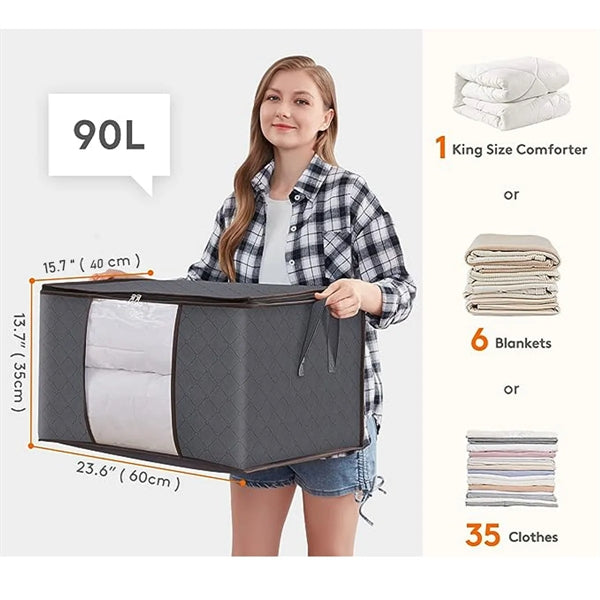 90L Large Foldable Clothes Bedding Storage Bins Bags