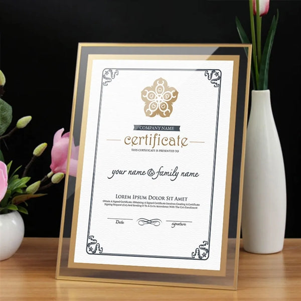 A4 Crystal Glass Certificate Frame