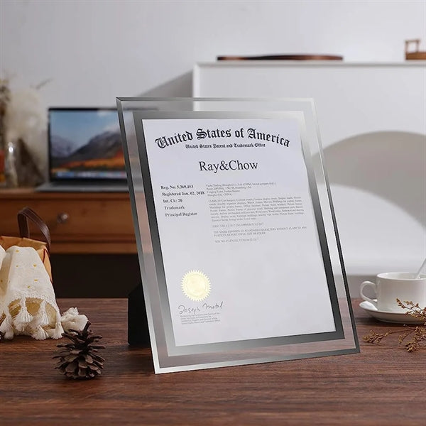 A4 Crystal Glass Certificate Frame