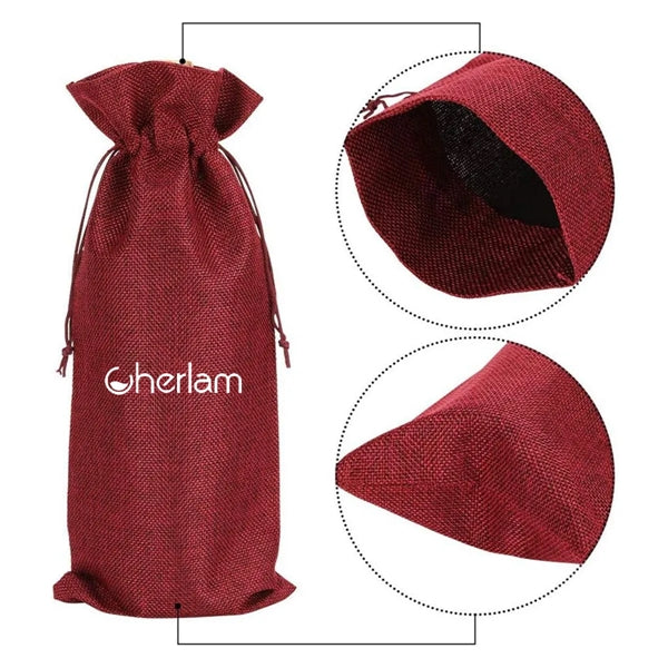 Colorful Burlap Wine Bottle Bag