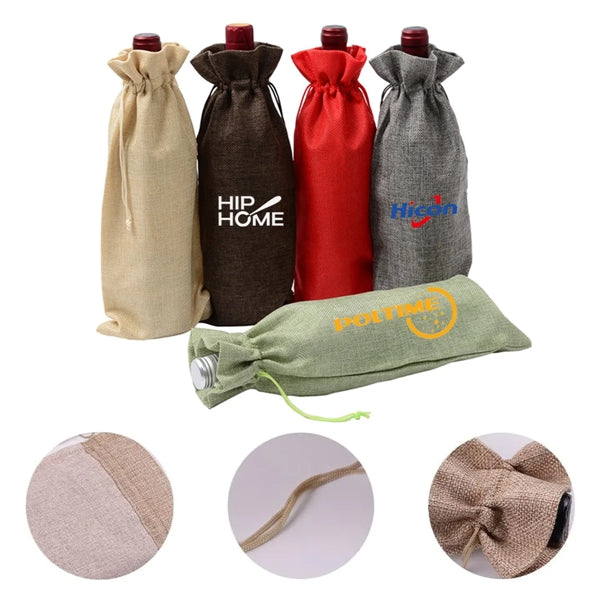 Colorful Burlap Wine Bottle Bag