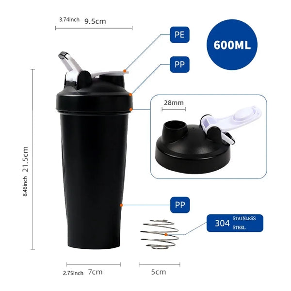 20 oz Shaker Bottle with Wire Whisk Ball