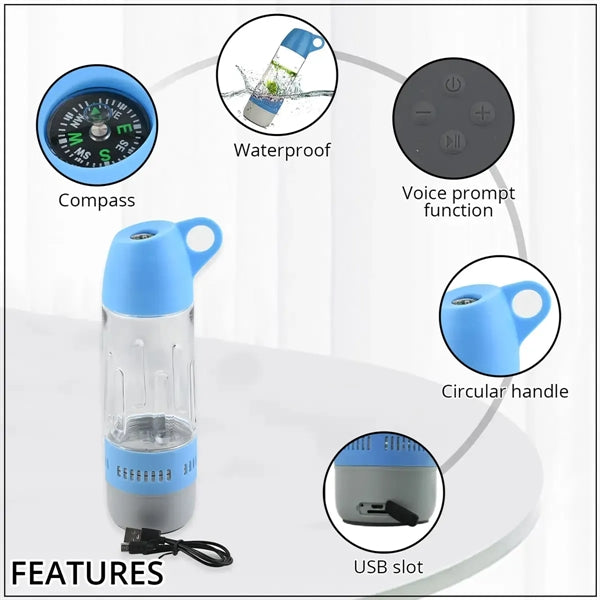 Water Bottle With Bluetooth Speaker Compass