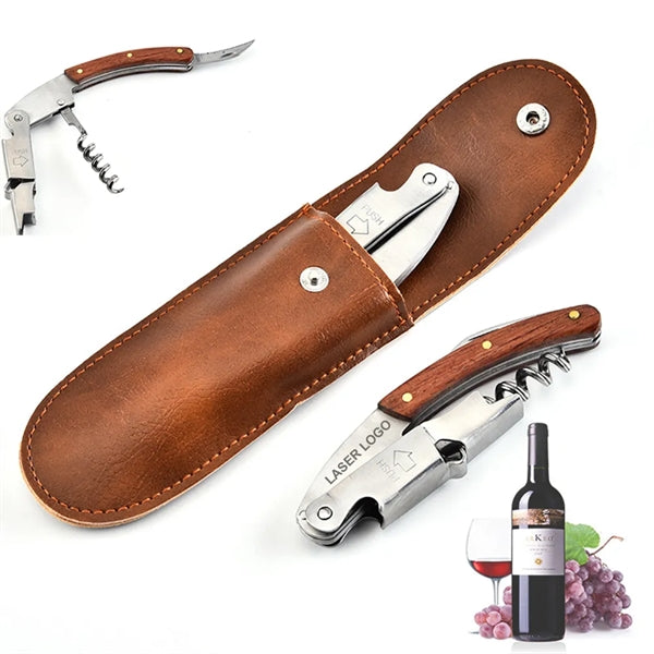 Waiters Wine Bottle Opener with PU Leather Pouch