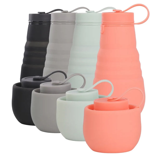 Silicone 17 oz Collapsible Portable Water Bottle