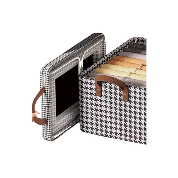 Collapsible black & white lattice steel frame non-woven bask