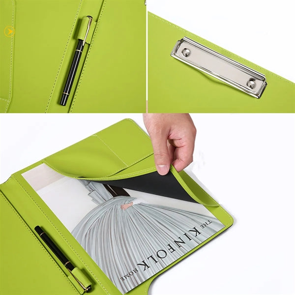 PU Leather Folder with Large Pocket and Card Slot