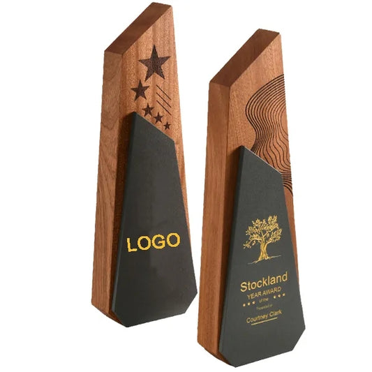 Solid Wood Crystal Trophy