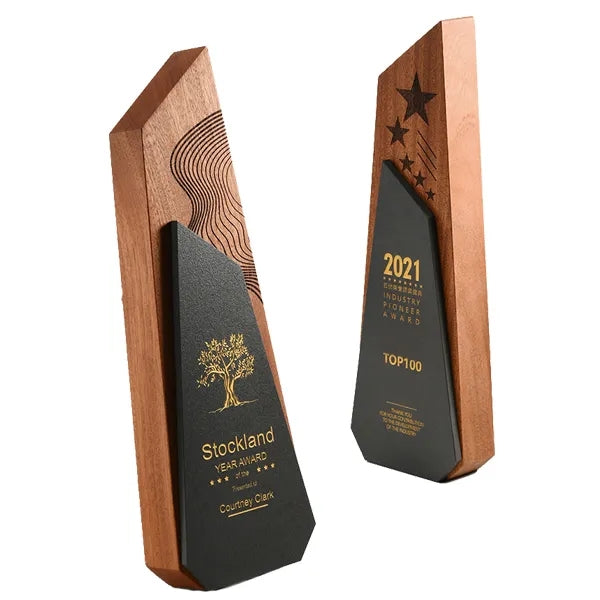 Solid Wood Crystal Trophy