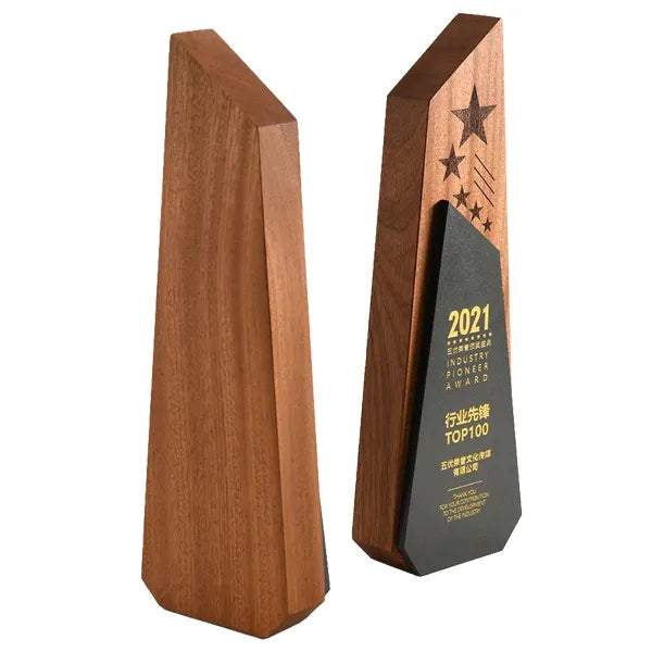 Solid Wood Crystal Trophy