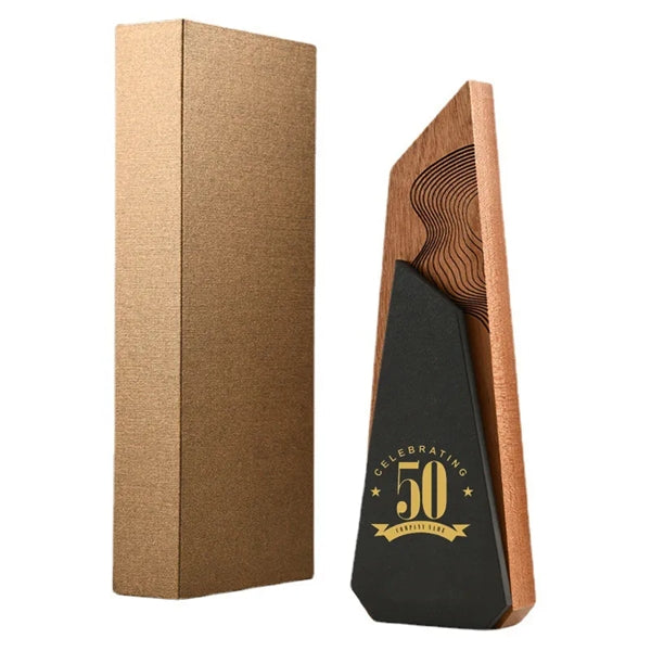 Solid Wood Crystal Trophy