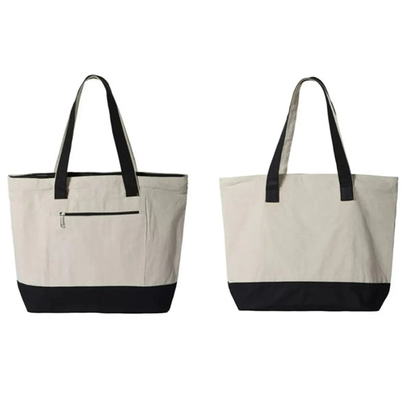 Zippered Heavy Cotton Canvas Boat Tote Bag