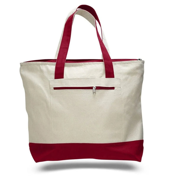 Zippered Heavy Cotton Canvas Boat Tote Bag