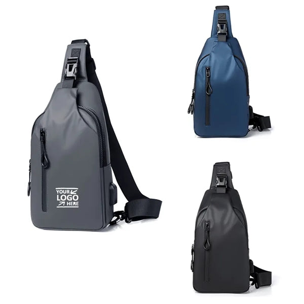 PU Men Sling Crossbody Anti Theft Shoulder Bag Daypack