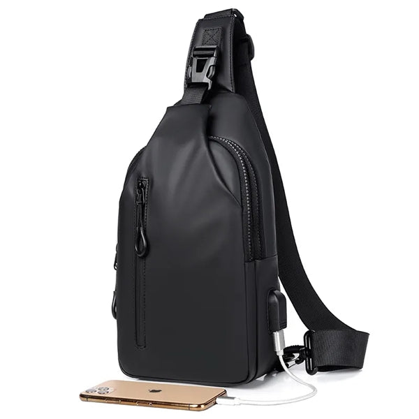 PU Men Sling Crossbody Anti Theft Shoulder Bag Daypack