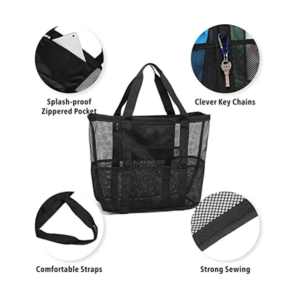 Oversized Beach Pool Toy 9 Pockets Tote Bag