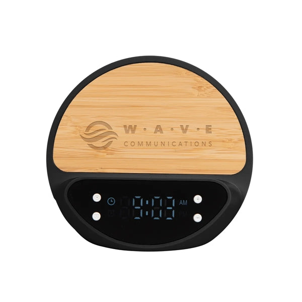 10W Bamboo Wireless Charger With Digital Clock