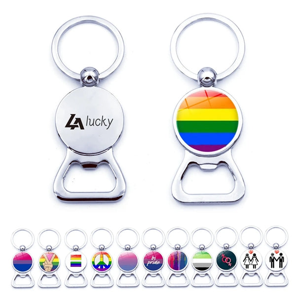 Rainbow Pride Key Chains with Bottle Opener