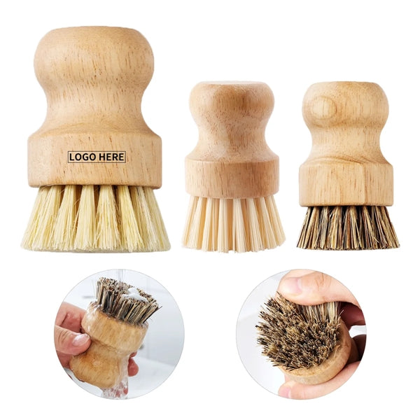 Bamboo Kitchen Dish Scrub Brush w/ Hemp Rope