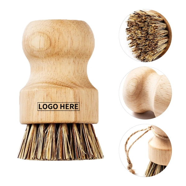 Bamboo Kitchen Dish Scrub Brush w/ Hemp Rope