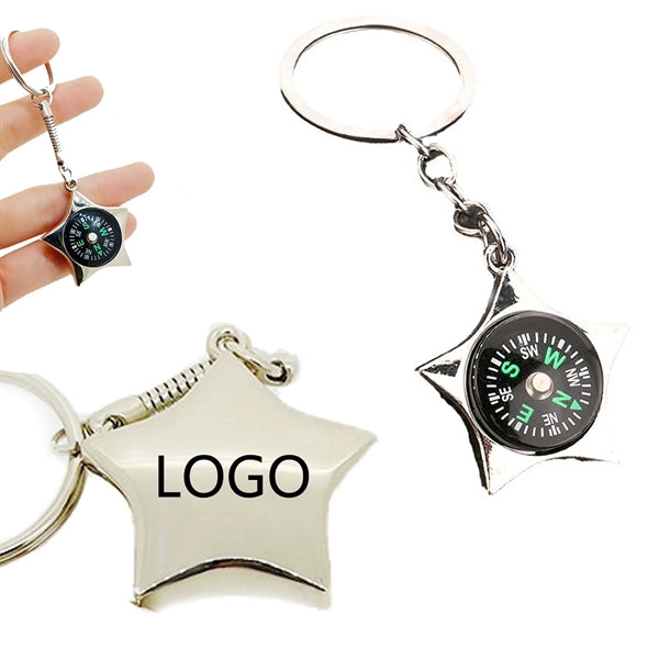 Star Style Compass Keychain